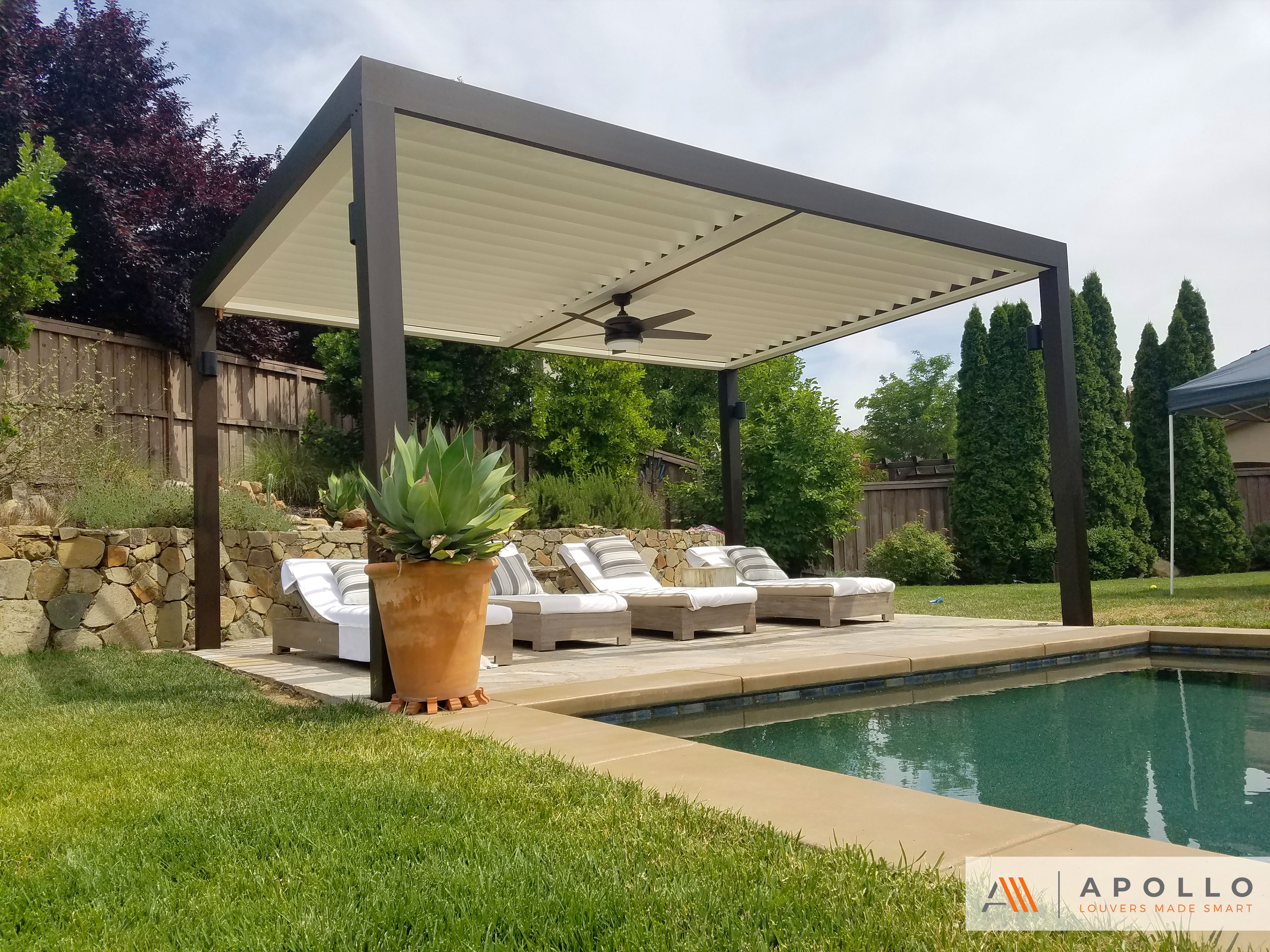 Outdoor opening roofs for outdoor living spaces