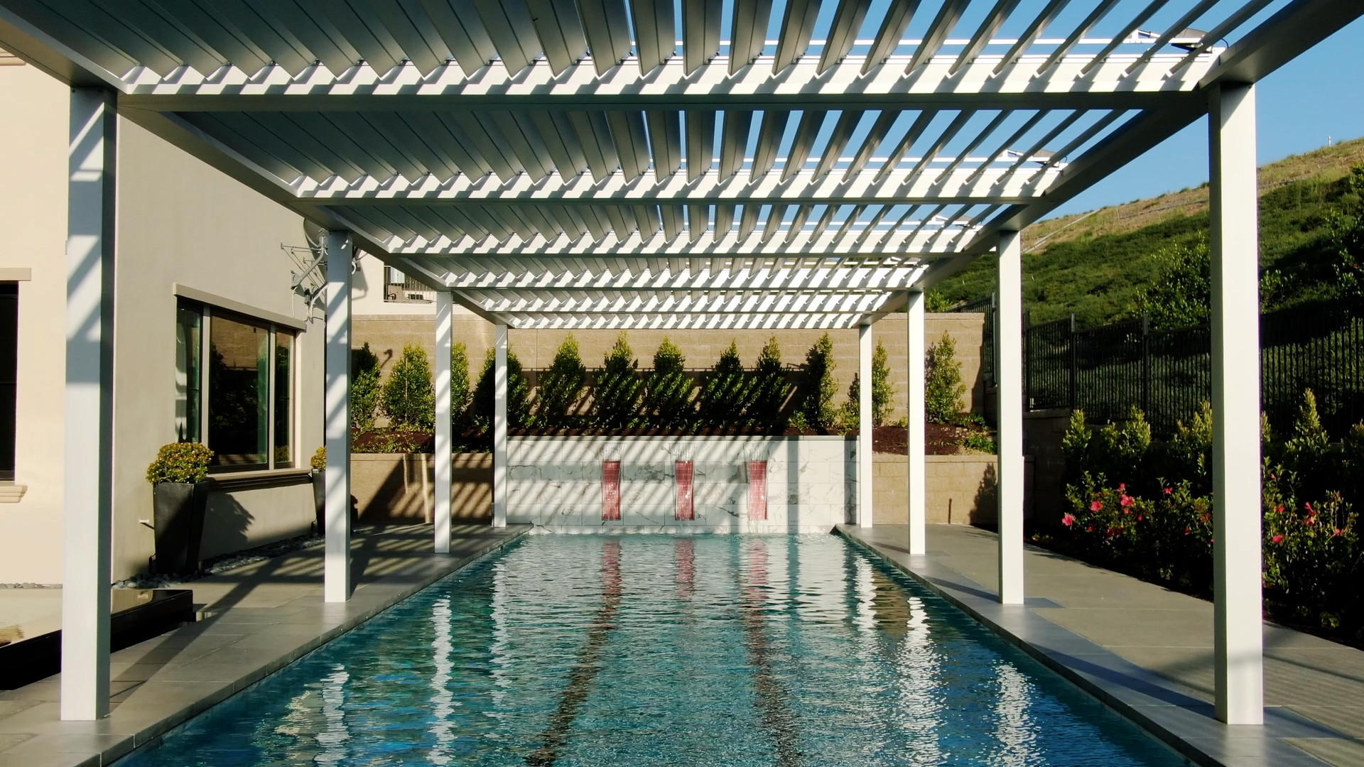 Louvered Roof Installed over Swimming Pool