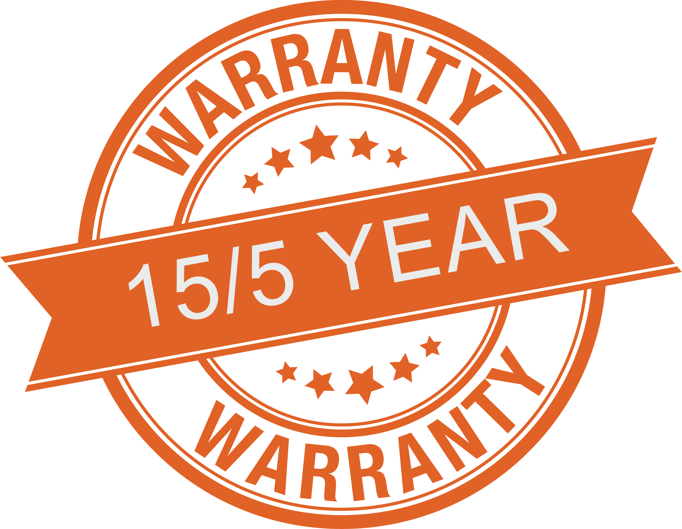 Graphic displaying the Apollo Opening Roof system warranty for 15 years, with electrical components and drive motors covered for 5 years.