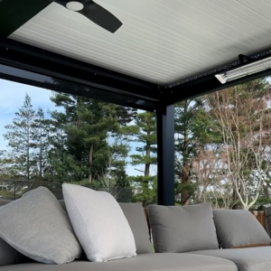 Modern Louvered Pergola with Closed White Louvers