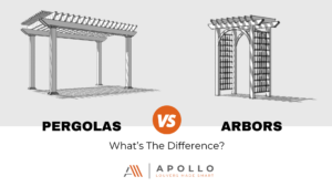 Graphic comparison of standard pergolas versus traditional arbors.