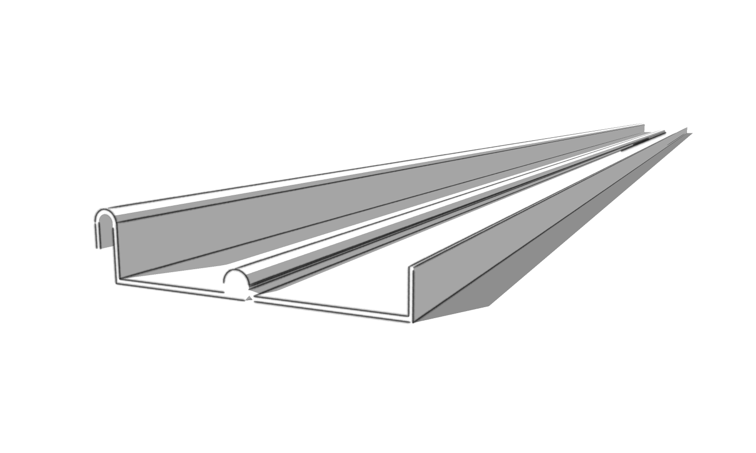 Single aluminum louver blade for pergola roof systems.