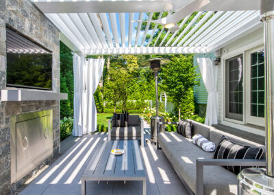 Tenafly, NJ | Wall-Attached Louvered Pergola